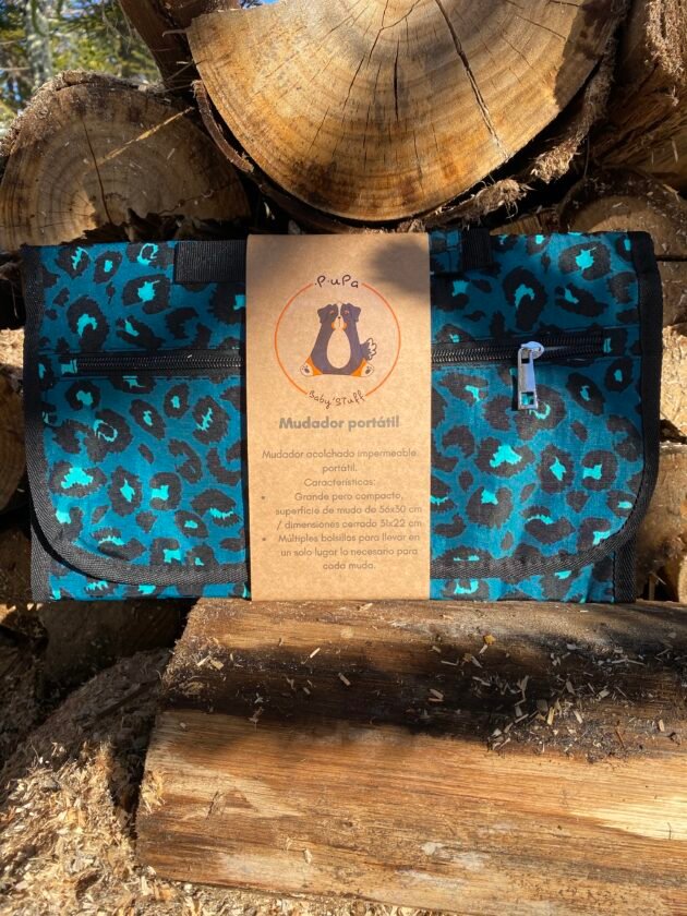 Mudador portátil impermeable Leopardo turquesa